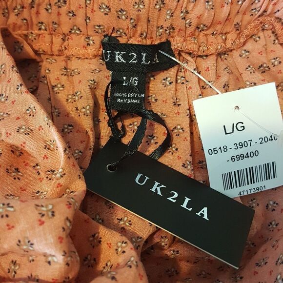 𝅺UK2LA Coral circle Skater Skirt Floral sz l new - Picture 5 of 6